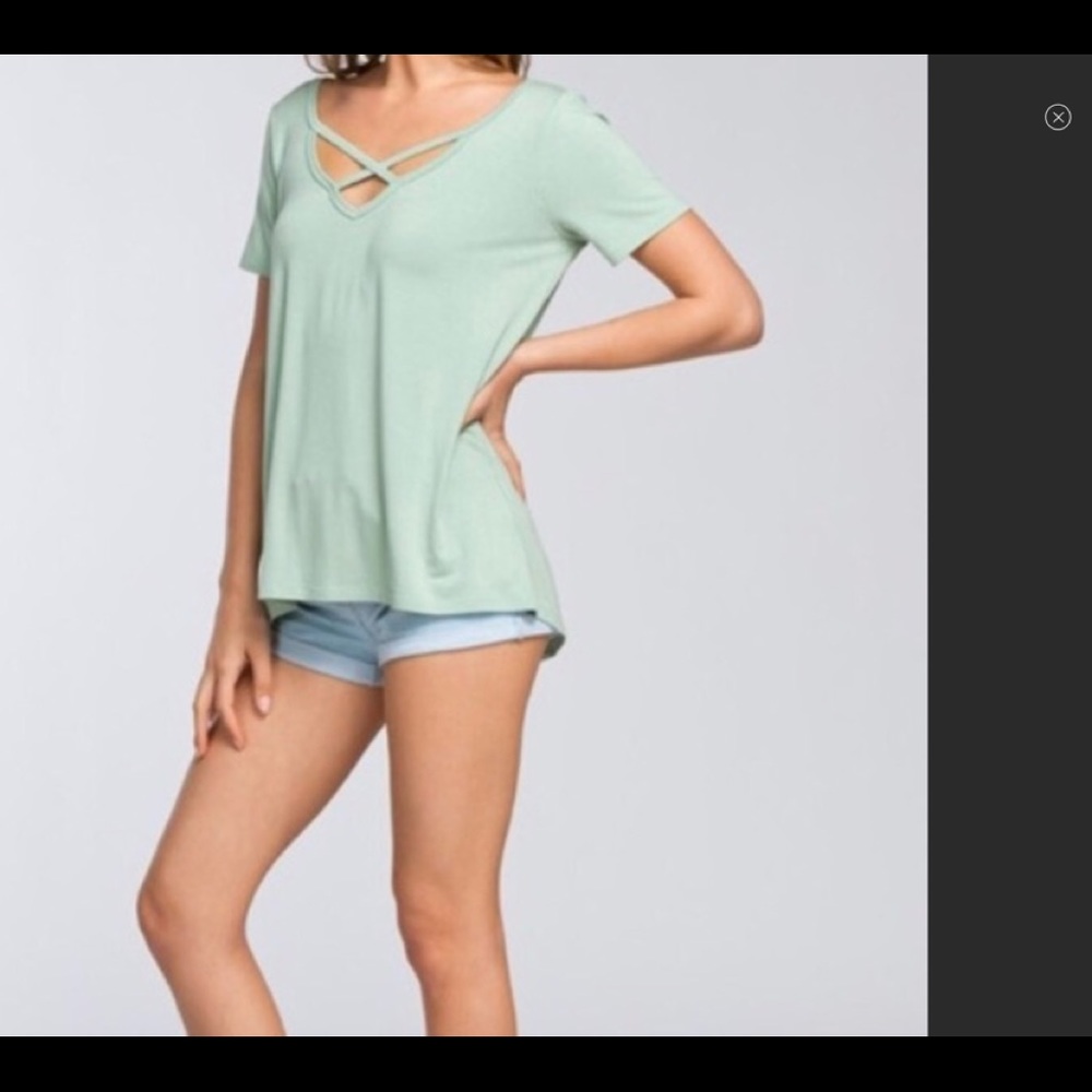 Green Criss Cross Tee